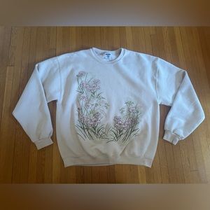 Vintage Jerees Bleeding Heart Beige Sweatshirt, Size L